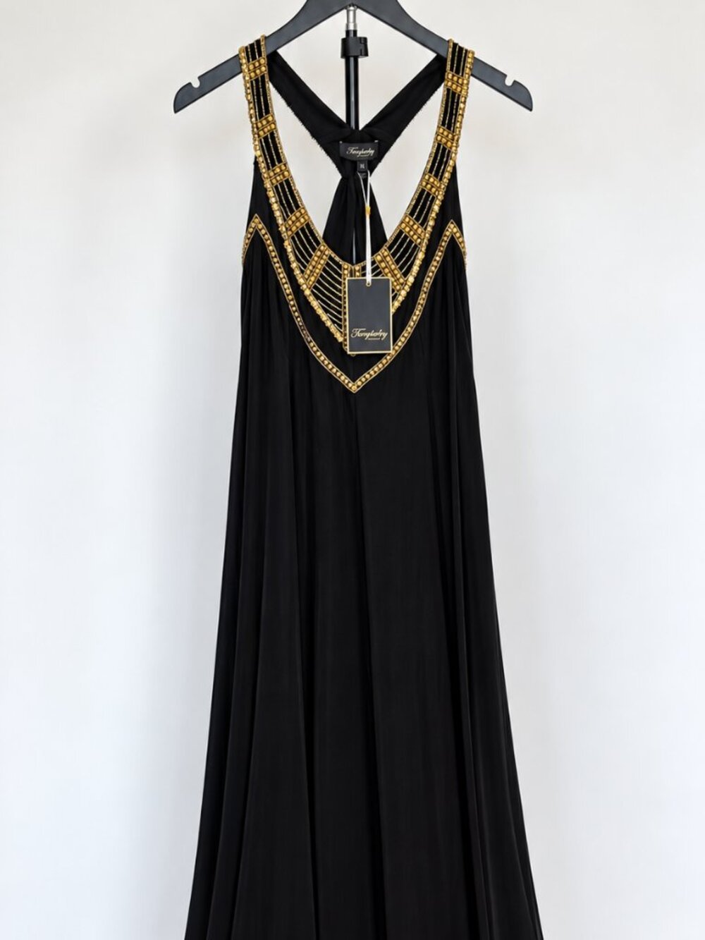 NWT Tanjay Black Gold Maxi Dress